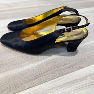 Bruno Magli Women's Black Satin Slingback Heels